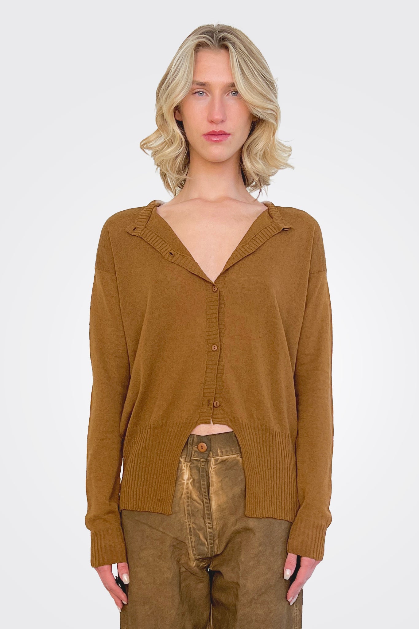 Cutout Cardigan - Bark by Serie Numerica — alternate view