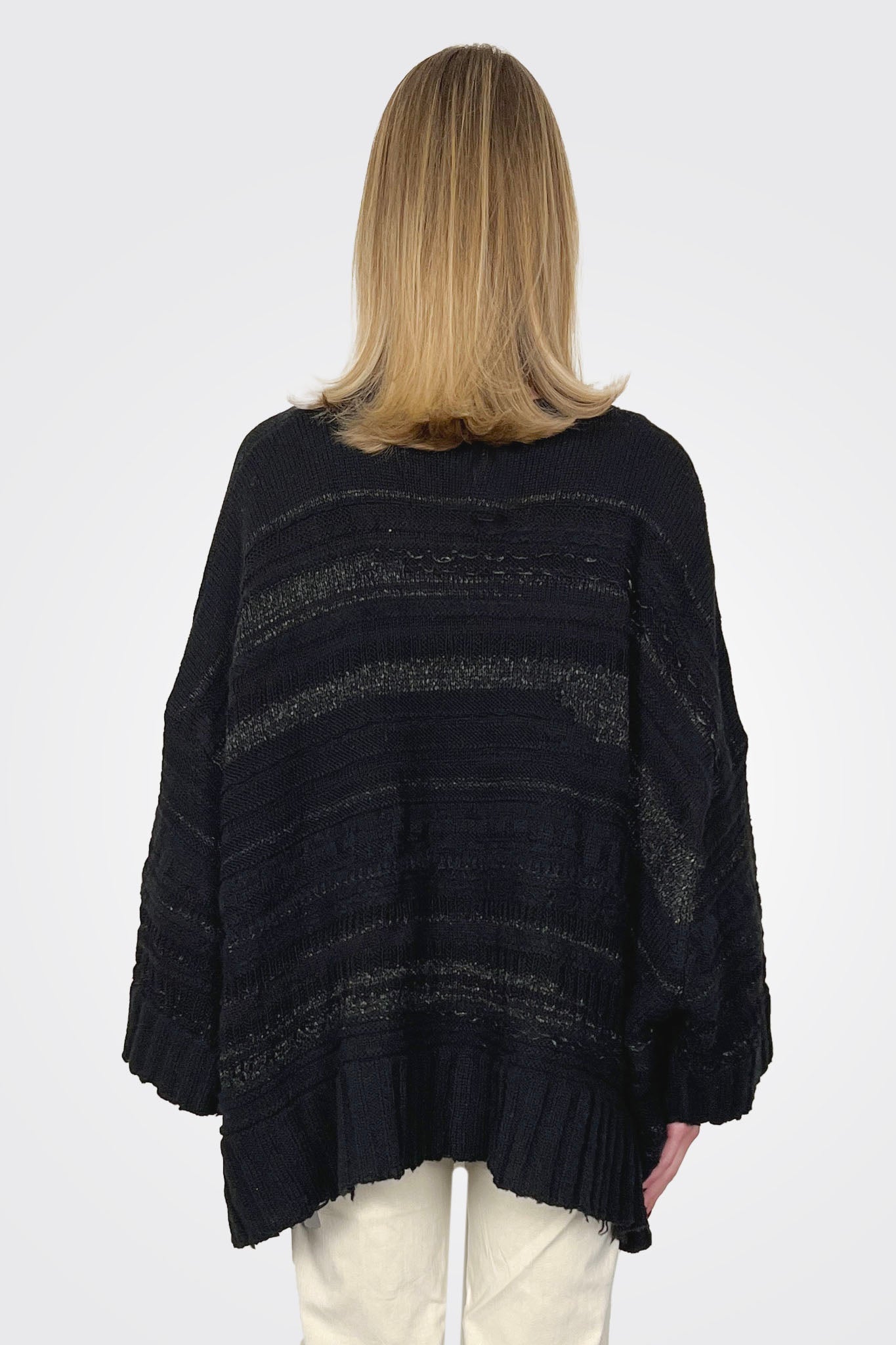 Boxy Maxi Knitted Cardigan - Black by Serie Numerica — view 3