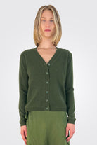 Button Down Cardigan - Utility Green by Brazeau Tricot — view 3