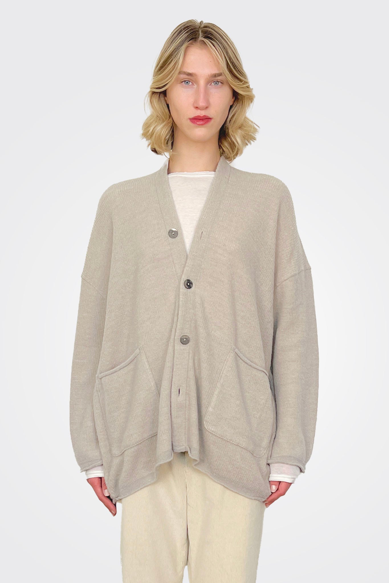 Fine Boucle Knit Cardigan - Greige by Pas de Calais | 25 South Boutiques