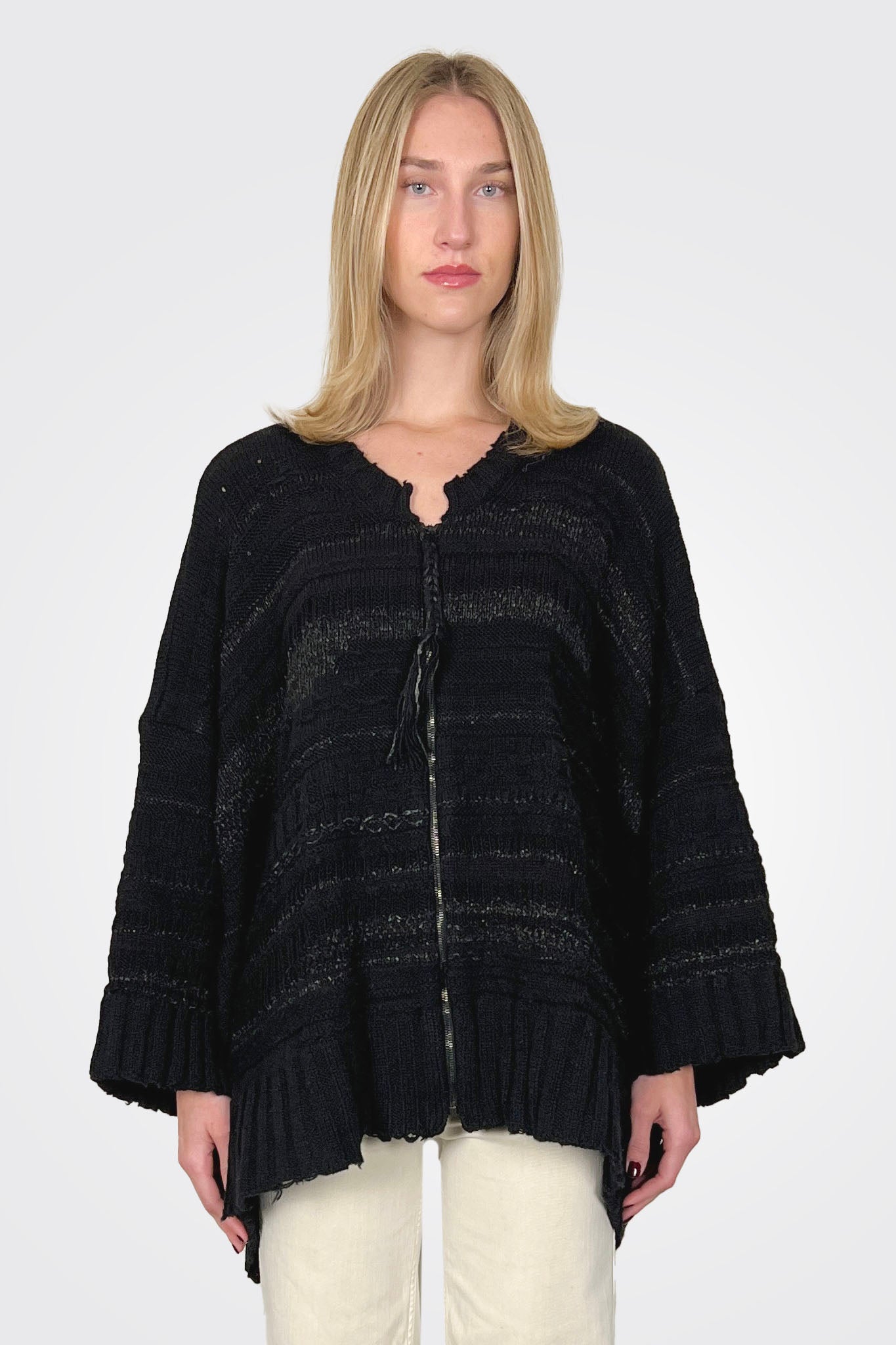 Boxy Maxi Knitted Cardigan - Black by Serie Numerica | 25 South Boutiques