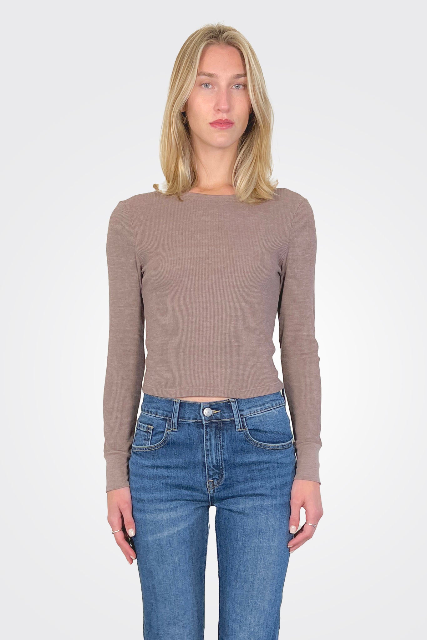 Palmer Crop Crew Tee - Cobblestone by Michael Stars | 25 South Boutiques