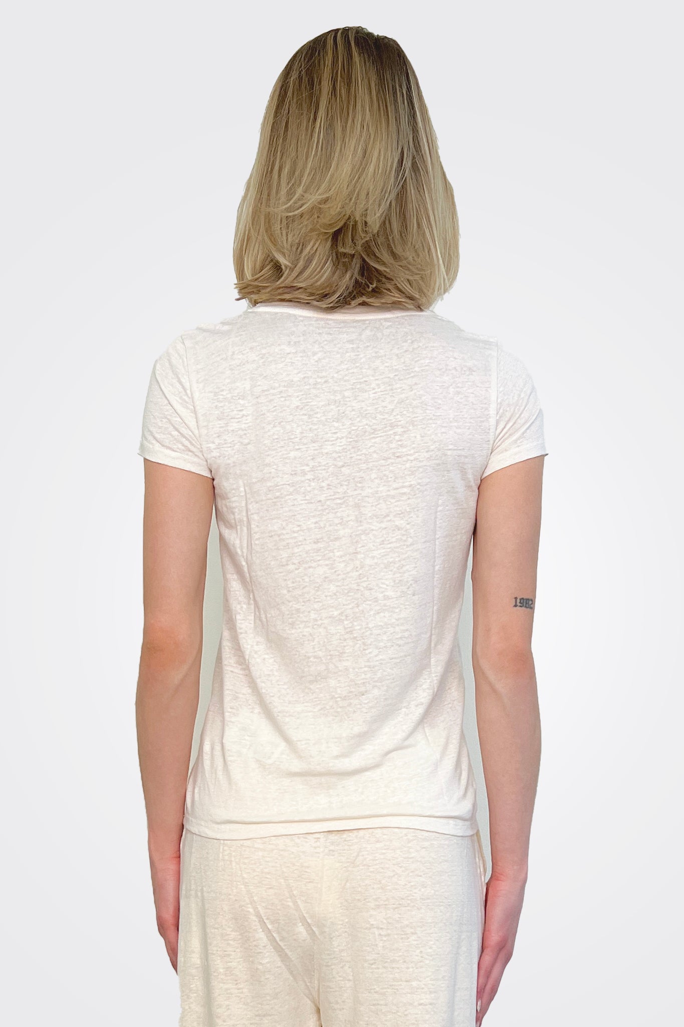 V Neck Tee - Cream by Majestic — alternate view