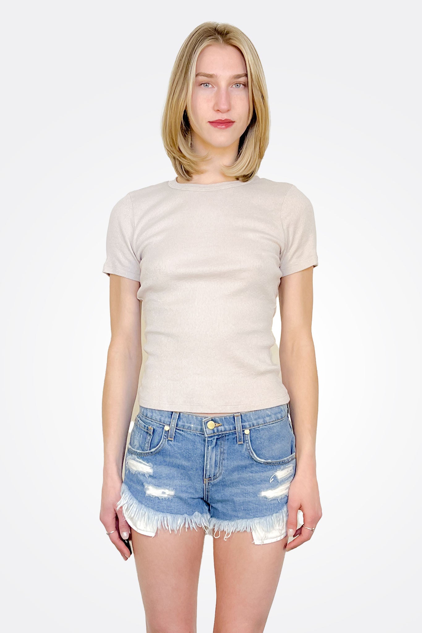 Lani Shine Crew Neck Tee - Cement by Michael Stars | 25 South Boutiques
