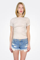 Lani Shine Crew Neck Tee - Cement by Michael Stars | 25 South Boutiques