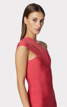 Icon One Shoulder Mini Dress - Cerise by Herve Leger — alternate view
