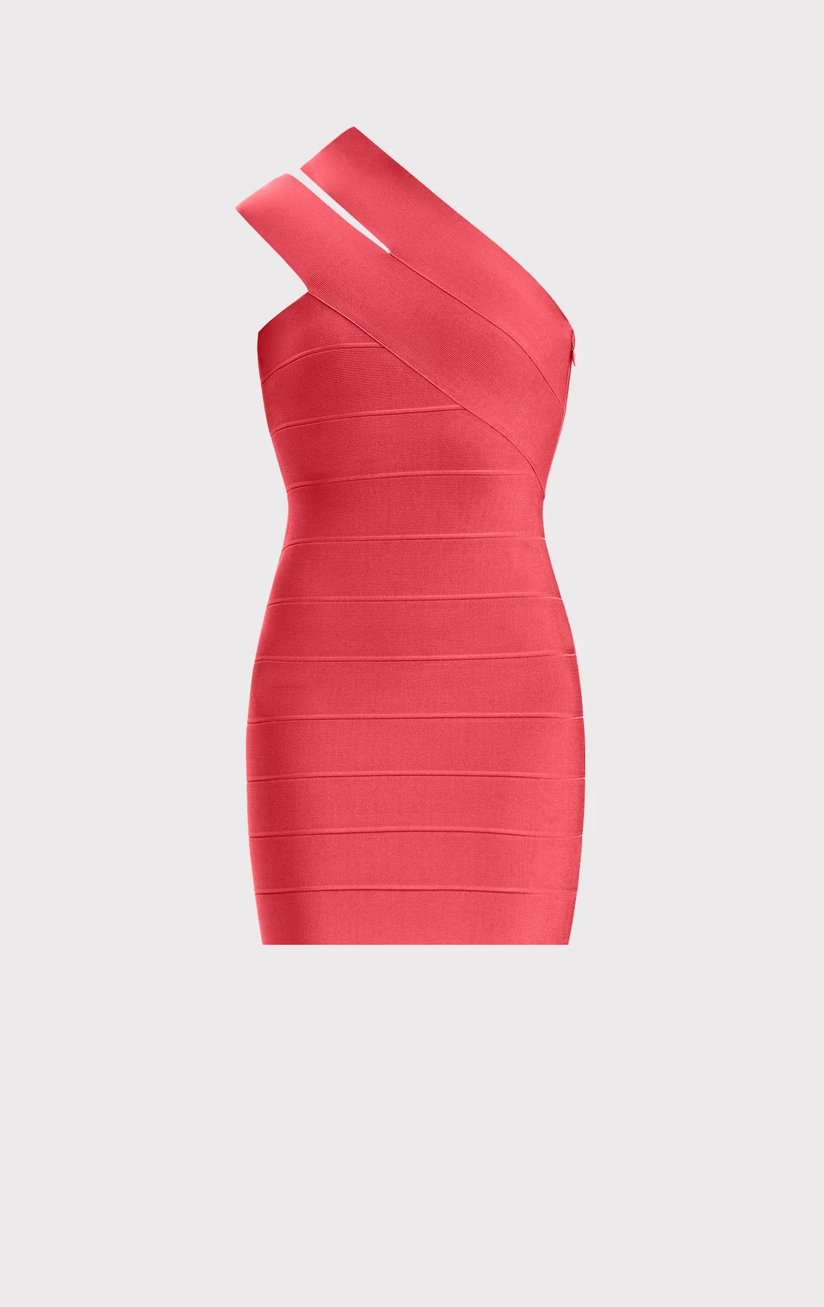 Icon One Shoulder Mini Dress - Cerise by Herve Leger — view 5