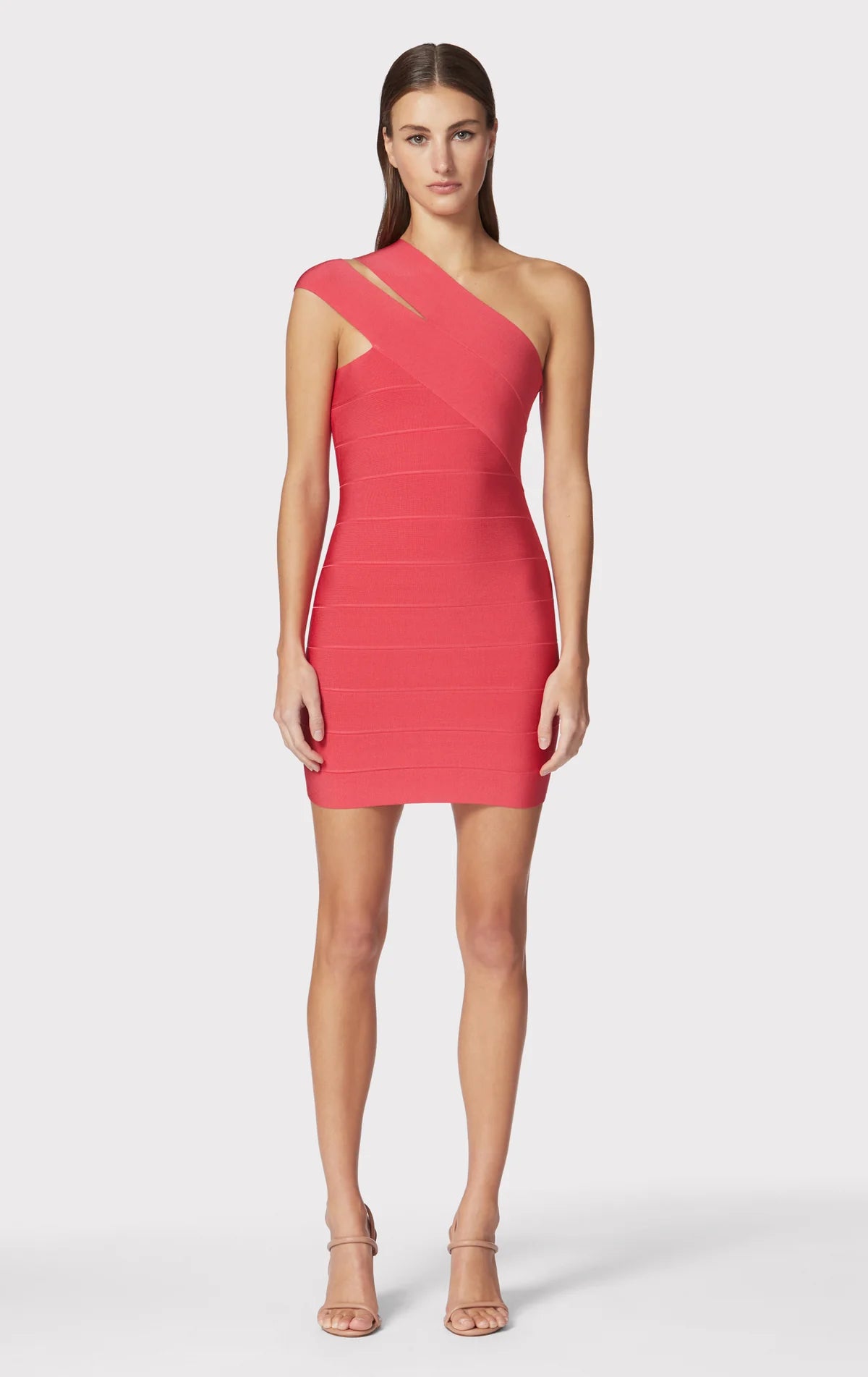 Icon One Shoulder Mini Dress - Cerise by Herve Leger | 25 South Boutiques