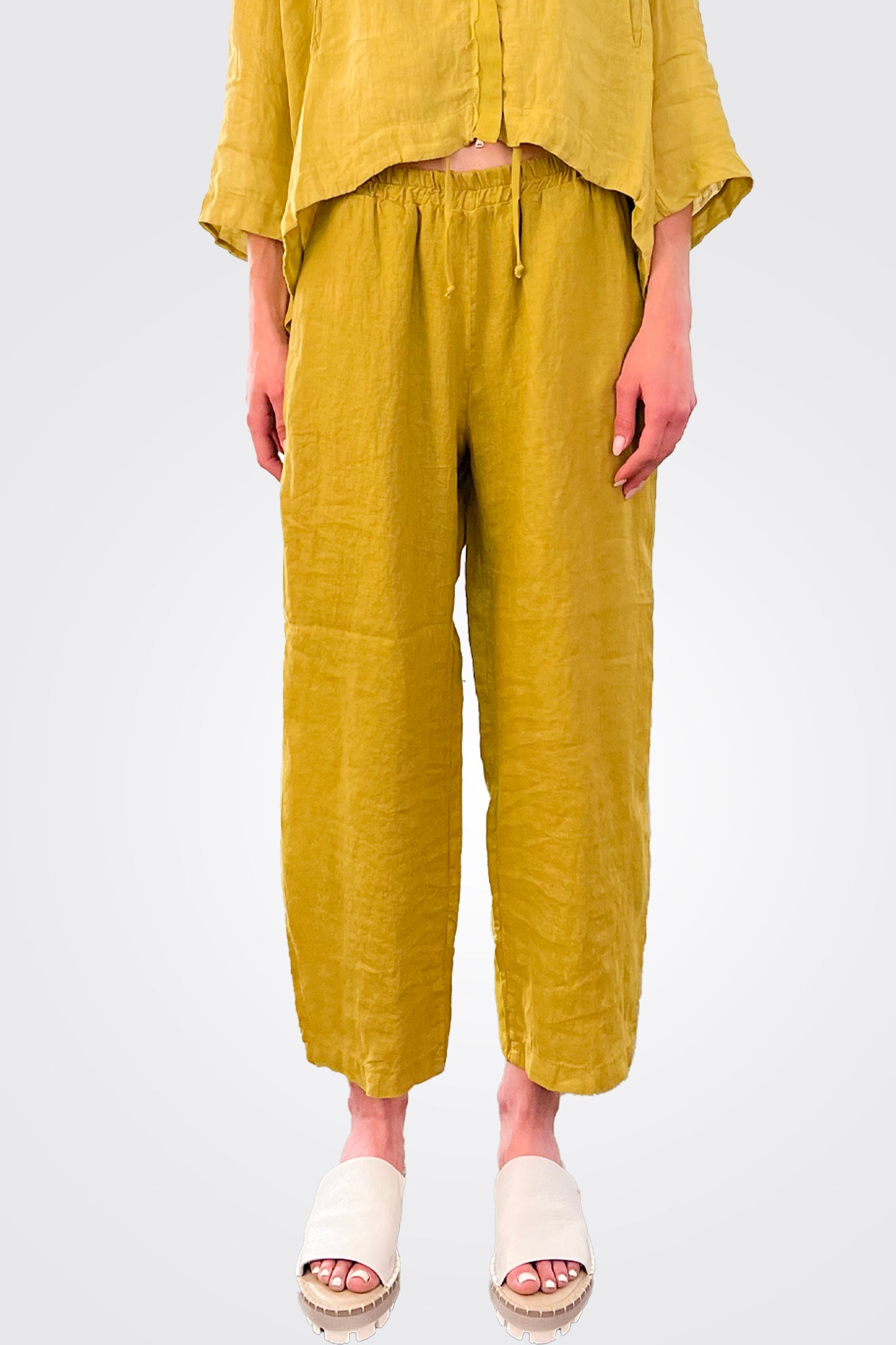 Linen Elastic Waist Trousers - Lime by Transit Par-Such — alternate view