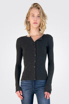 Cashmere Long Sleeve Cardigan - Charcoal by Enza Costa | 25 South Boutiques