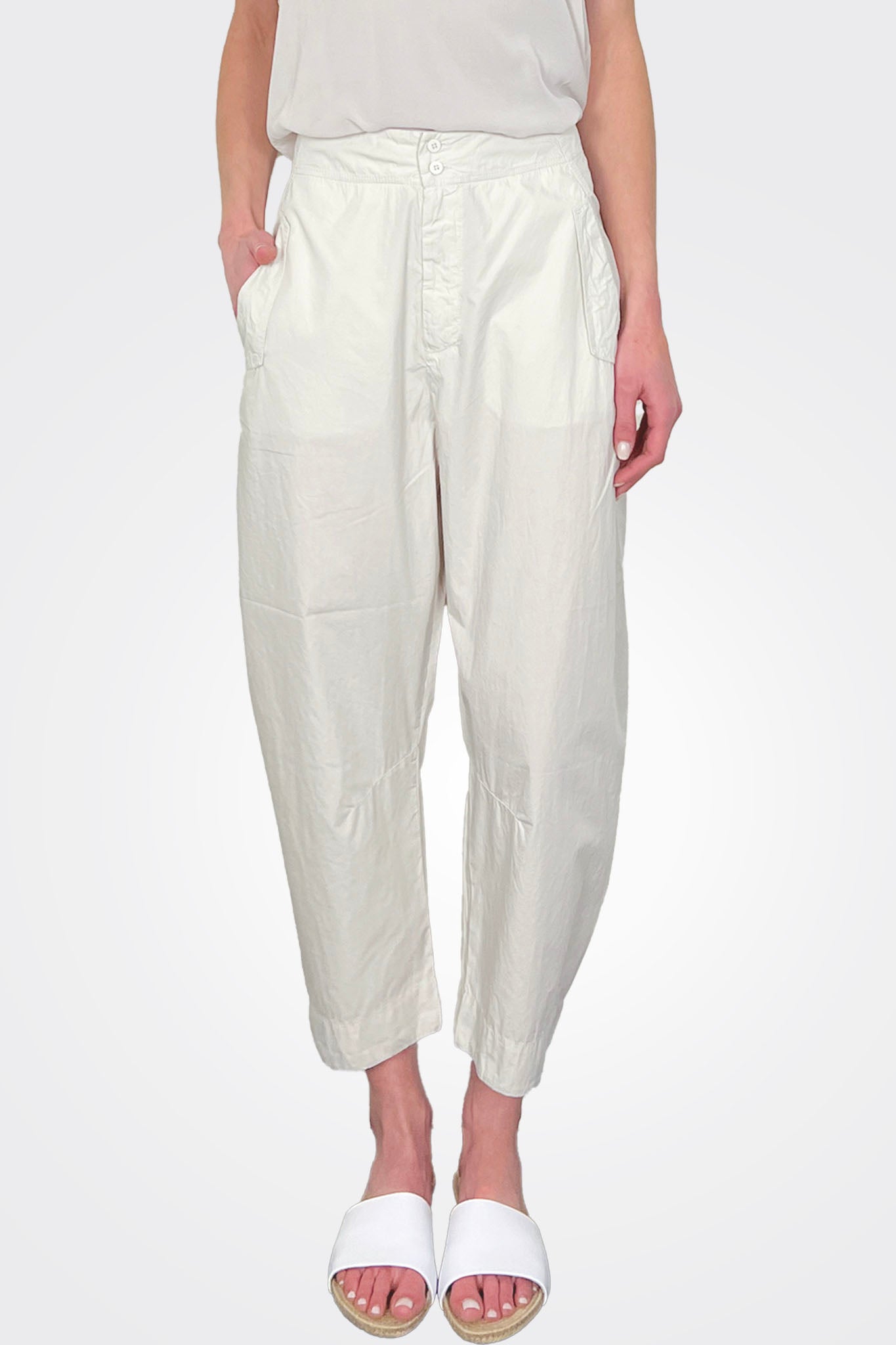 Comfort Fit Light Cotton Trousers - Chalk by Transit Par-Such — alternate view