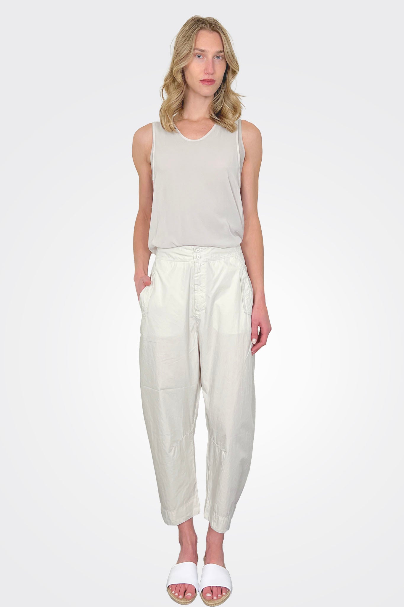 Comfort Fit Light Cotton Trousers - Chalk by Transit Par-Such | 25 South Boutiques