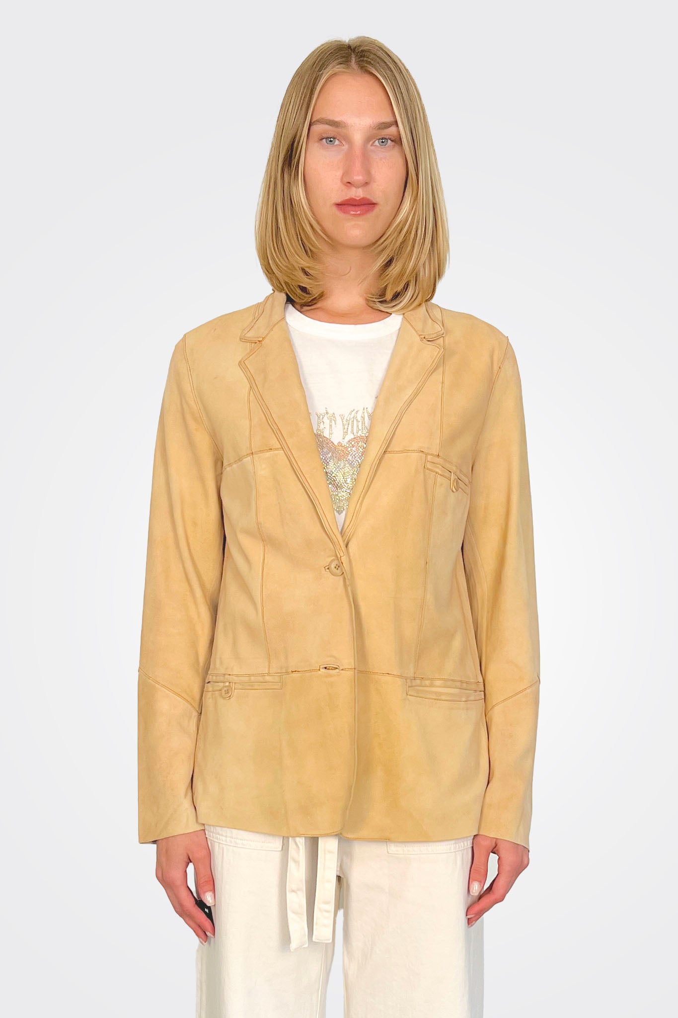Lucia Suede Leather Jacket - Chamois by Jakett — alternate view