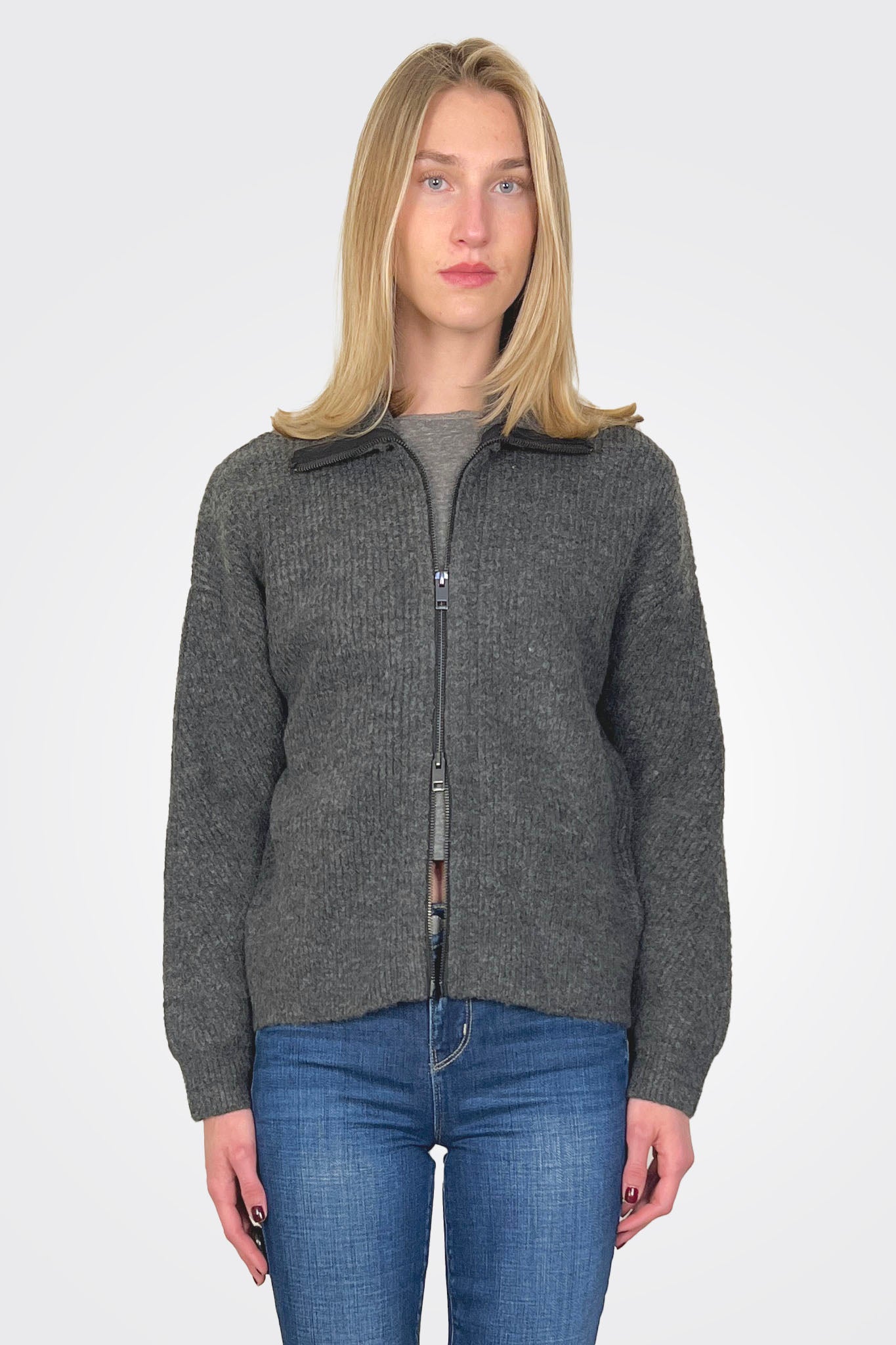 Cali Zip Up Sweater - Charcoal by Michael Stars — alternate view
