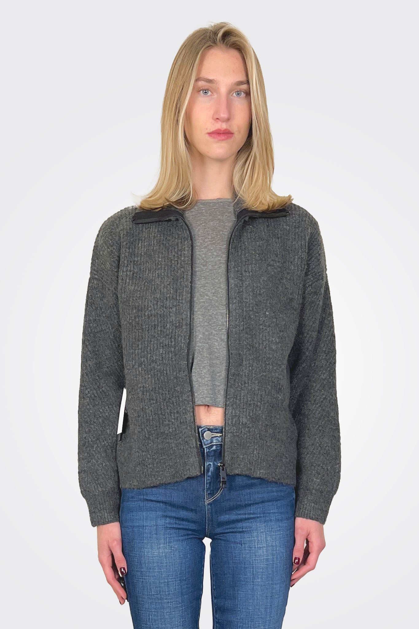 Cali Zip Up Sweater - Charcoal by Michael Stars | 25 South Boutiques