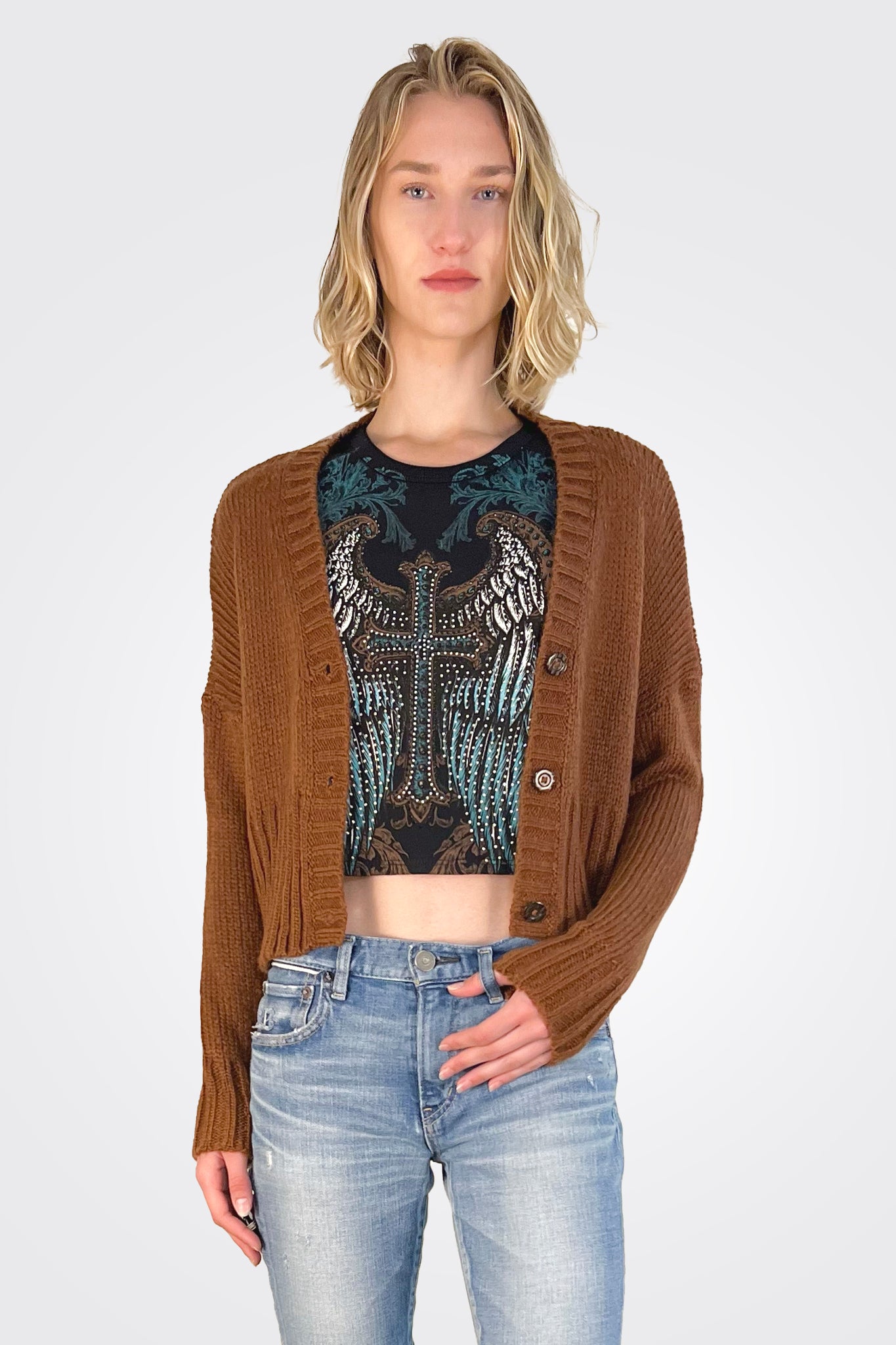 Jac Cropped Cardi - Chestnut by Wooden Ships | 25 South Boutiques