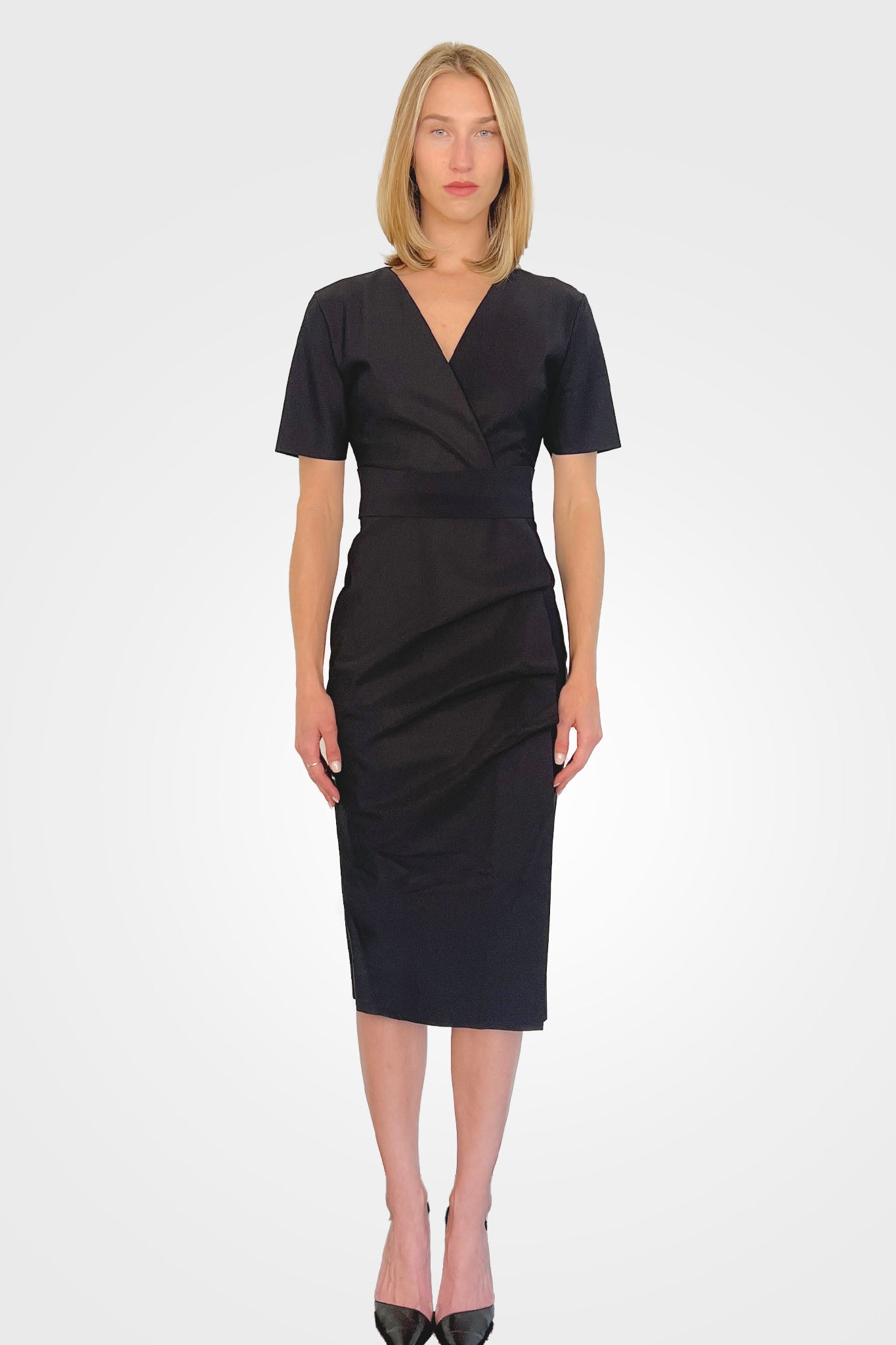 Ittig Ruffle Bodycon Midi Dress - Black by Chiara Boni | 25 South Boutiques
