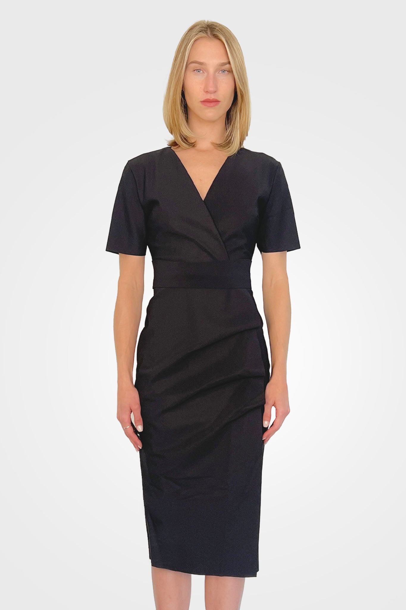 Ittig Ruffle Bodycon Midi Dress - Black by Chiara Boni — alternate view