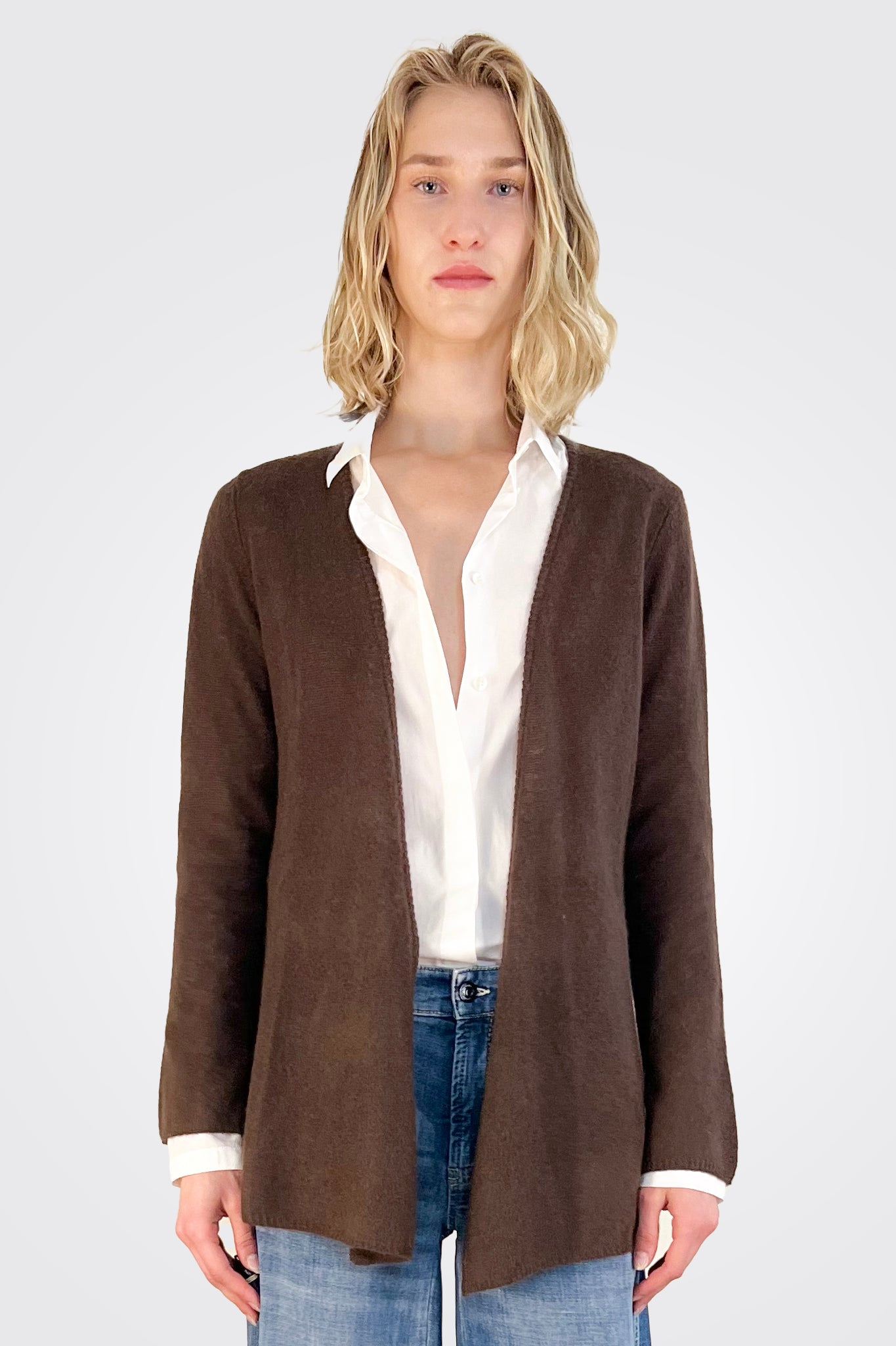 Cashmere Open Duster - Chocolate by Minnie Rose — alternate view
