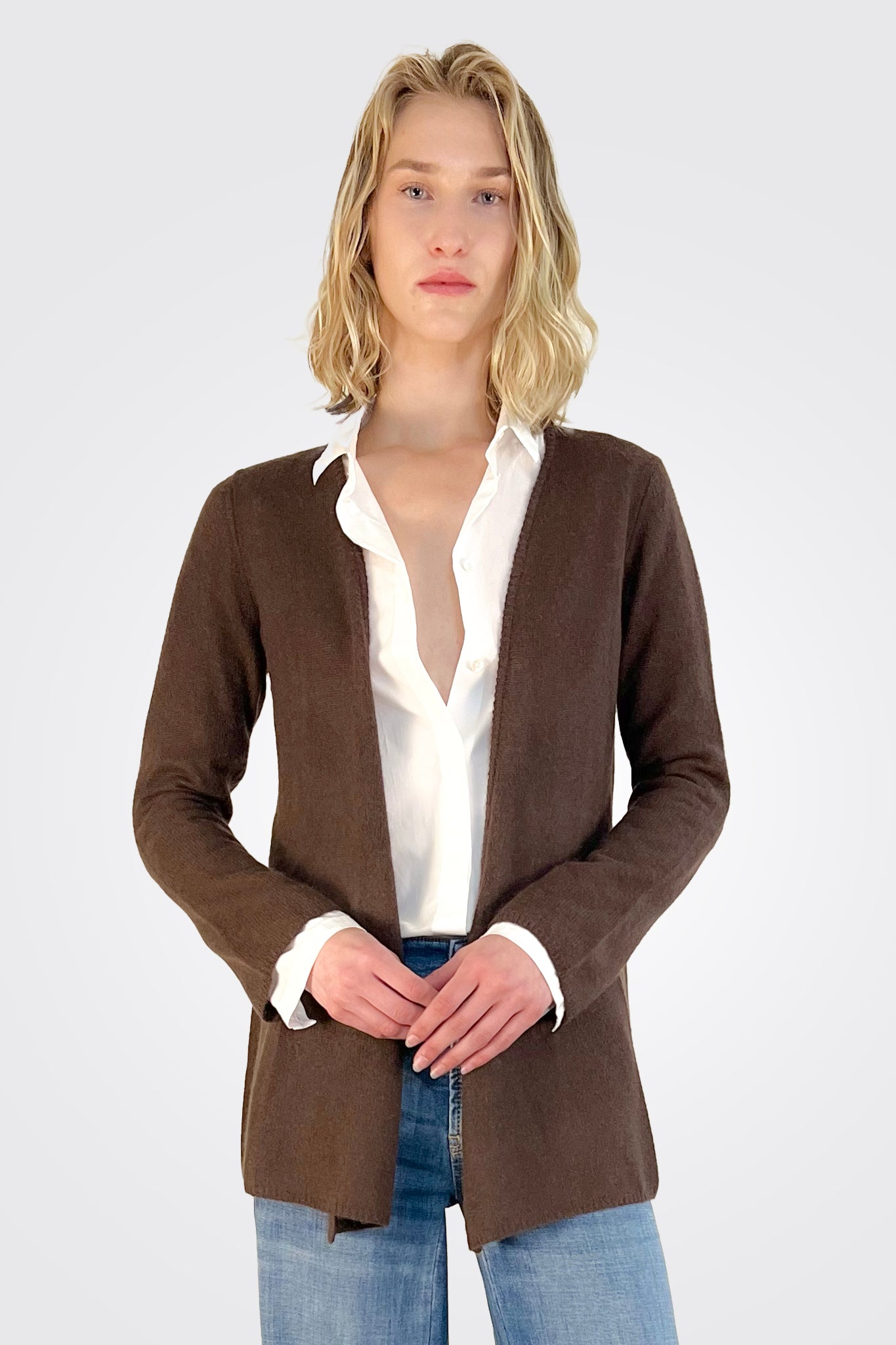 Cashmere Open Duster - Chocolate by Minnie Rose | 25 South Boutiques