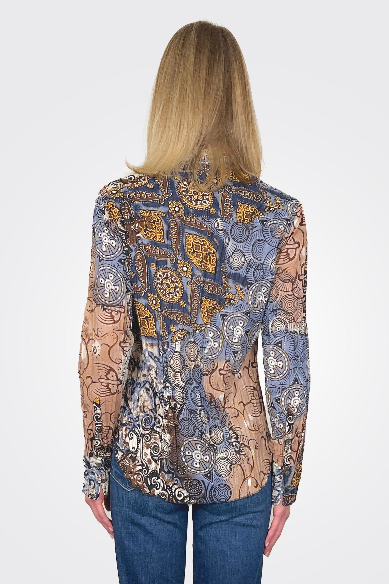 Printed Button Down Shirt - Ice by Cino — alternate view