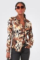 Jaguar Button Down Blouse - Multi by Cino | 25 South Boutiques