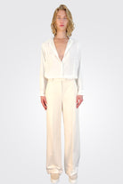 Cashmere Touch High Waisted Trousers - Off White by Circolo — alternate view