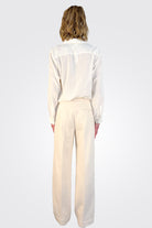 Cashmere Touch High Waisted Trousers - Off White by Circolo — view 4
