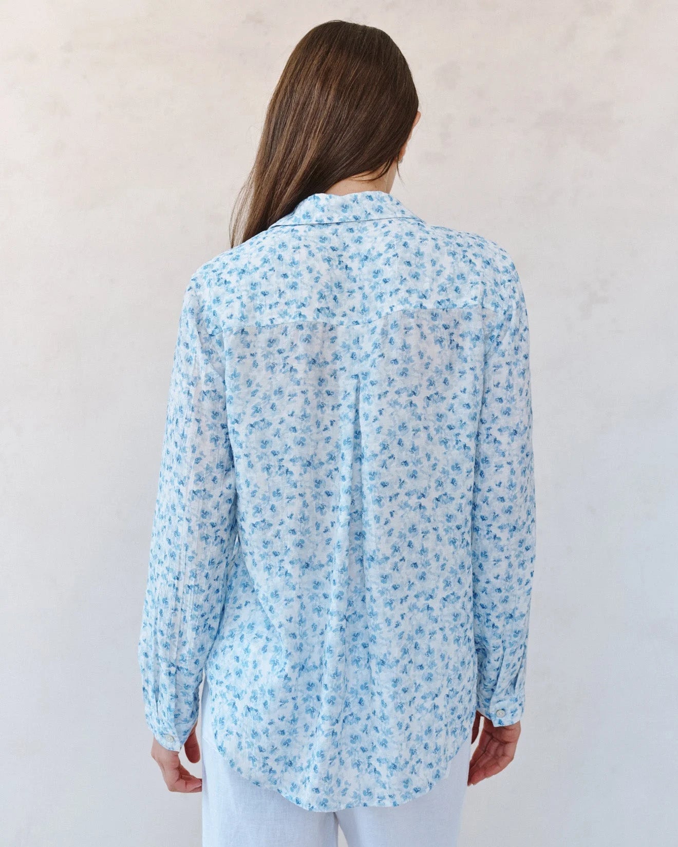 Classic Button Down Shirt - Blue Ditsy Floral Print by Bella Dahl — view 4