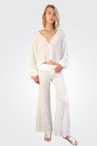 Wide Linen Trousers - White by Enza Costa | 25 South Boutiques