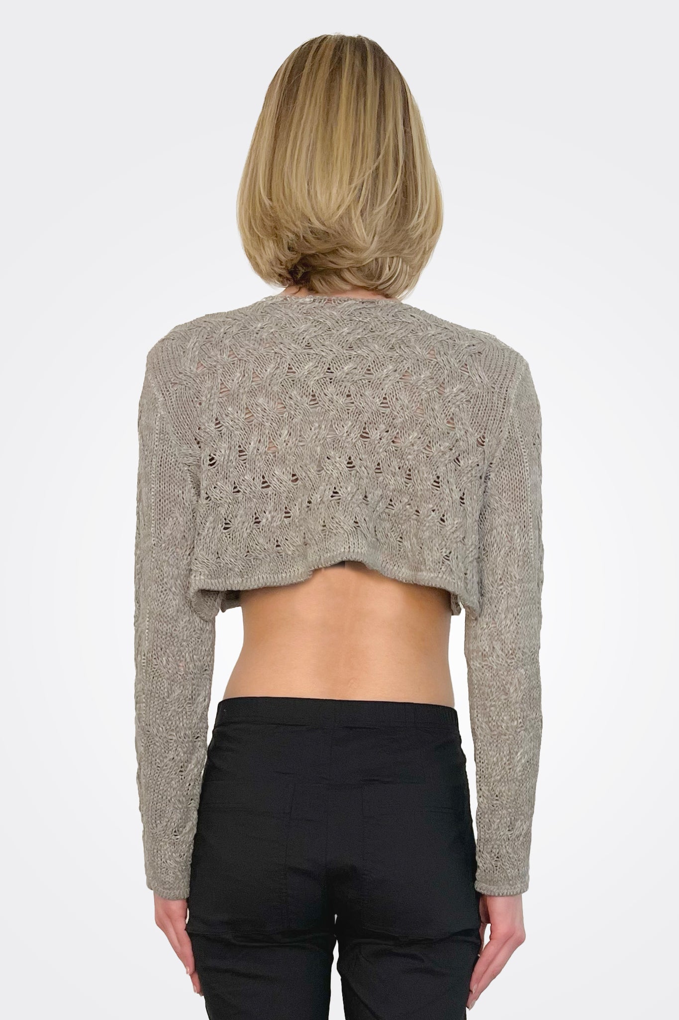 Crop Knit Cardigan - Hay Cloud by Rundholz — alternate view