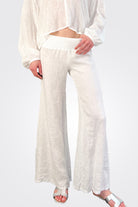 Wide Linen Trousers - White by Enza Costa — alternate view