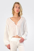 V Neck Modern Peasant Blouse - Cloud by Enza Costa | 25 South Boutiques