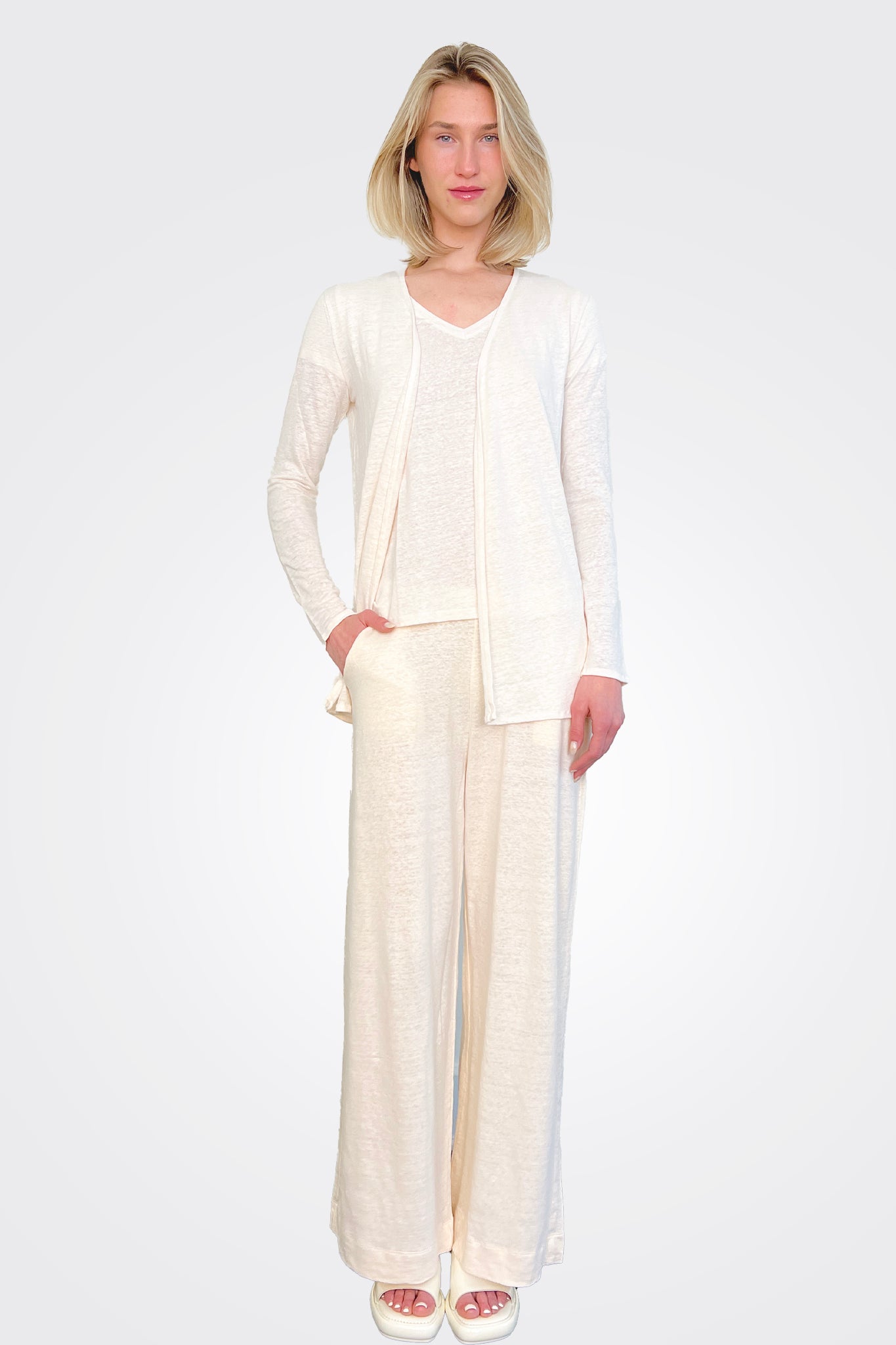 Open Cardigan - Cream by Majestic — alternate view