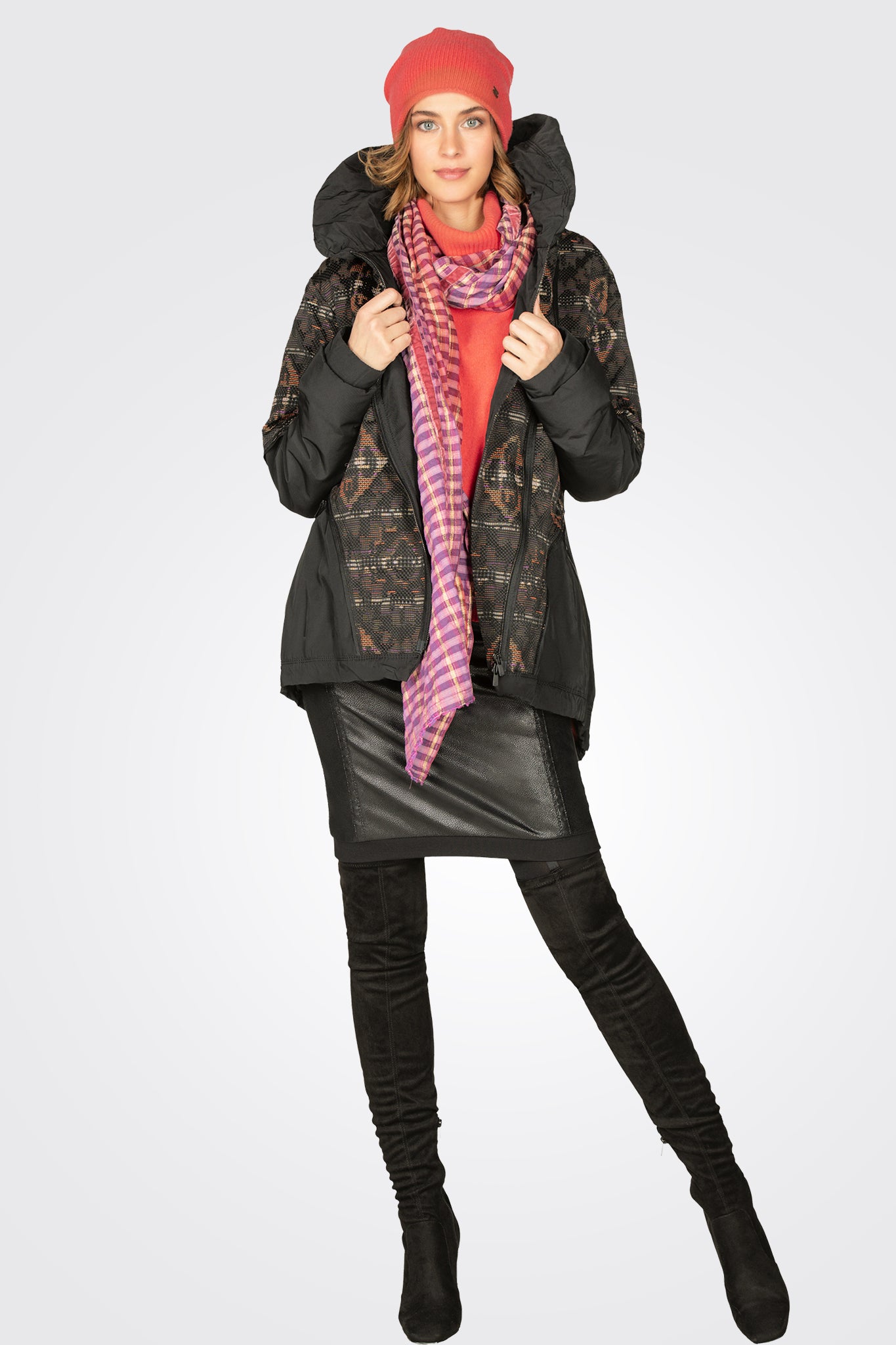 Jacquard Coat - Black Print by Beate Heymann — view 4