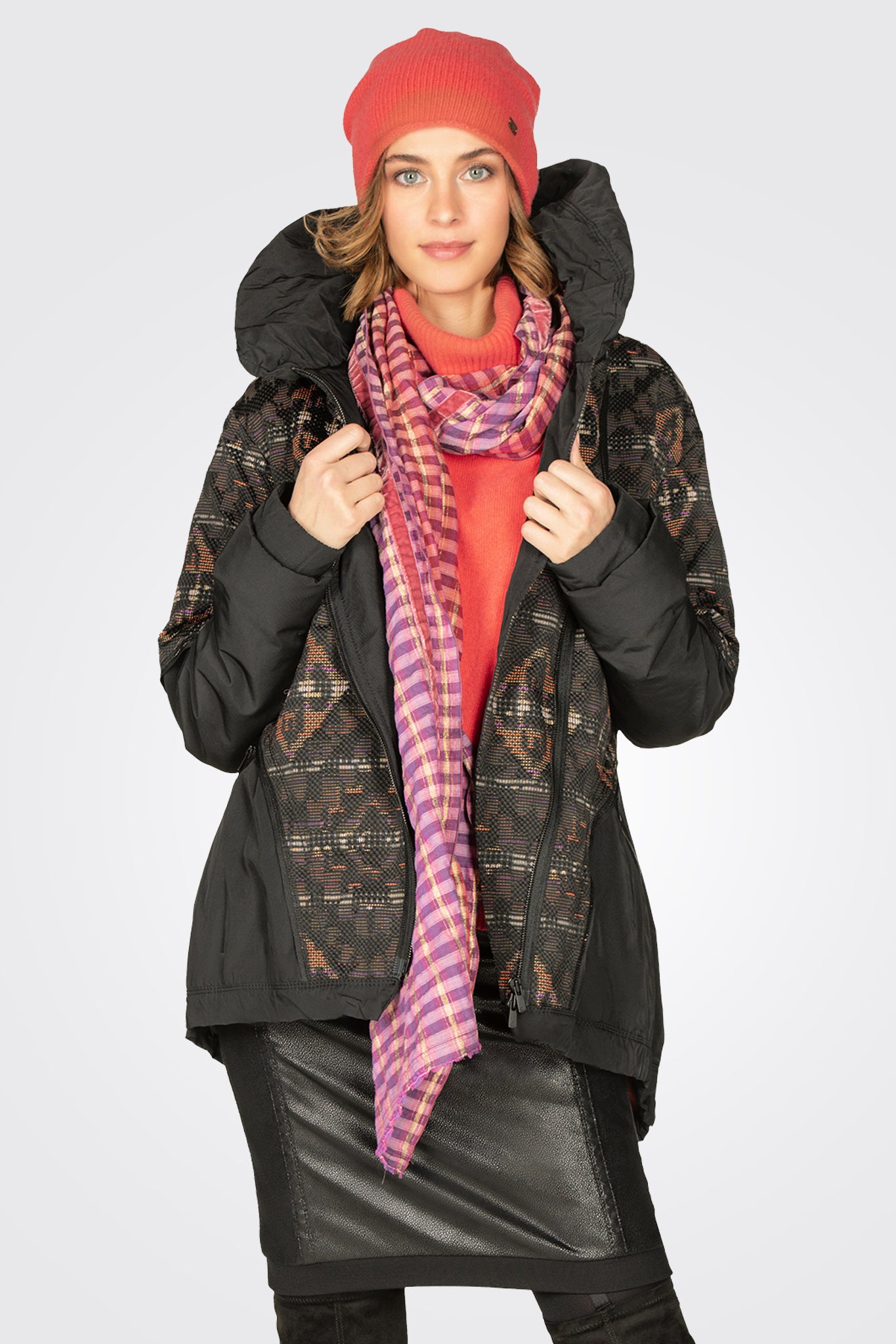 Jacquard Coat - Black Print by Beate Heymann — alternate view