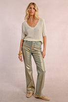 Coated Straight Pants - Turquoise by Molly Bracken | 25 South Boutiques