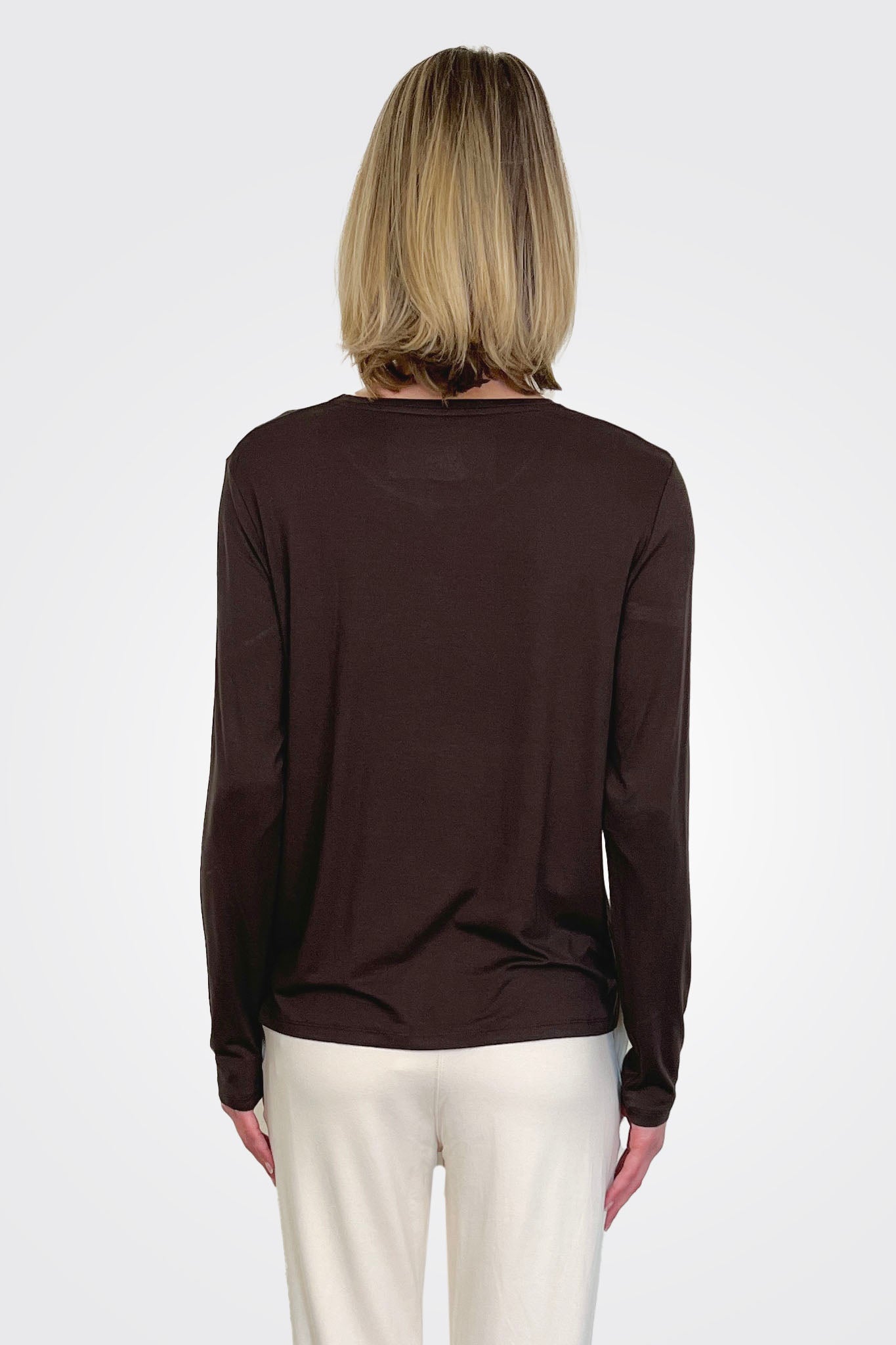 Soft Touch Semi Relaxed Crewneck - Coffee by Majestic — view 3