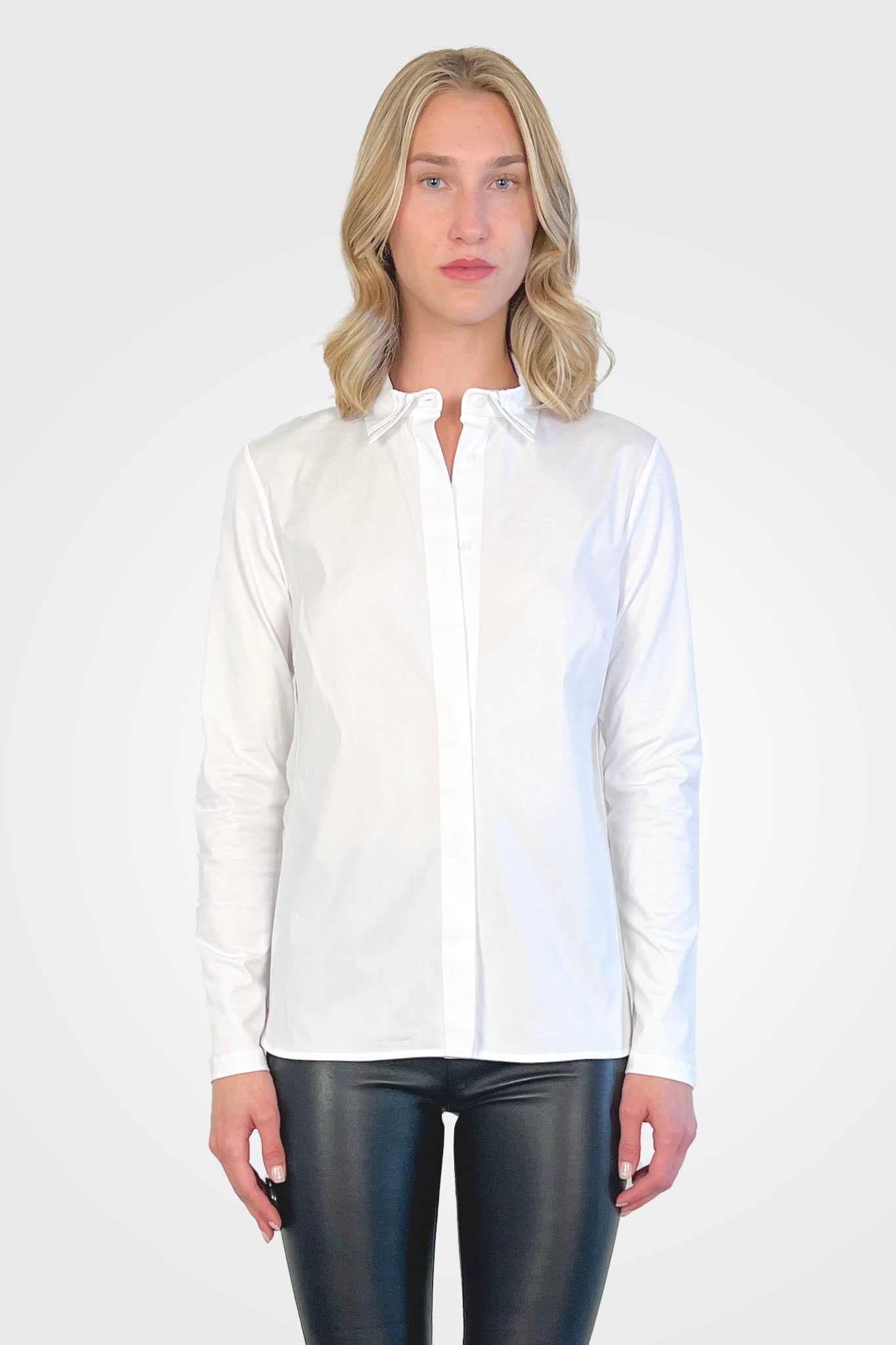 Collar Detail Shirt - White by Peserico | 25 South Boutiques