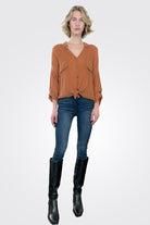Cargo Pocket Tie Front Top - Copper by Maven West — view 3