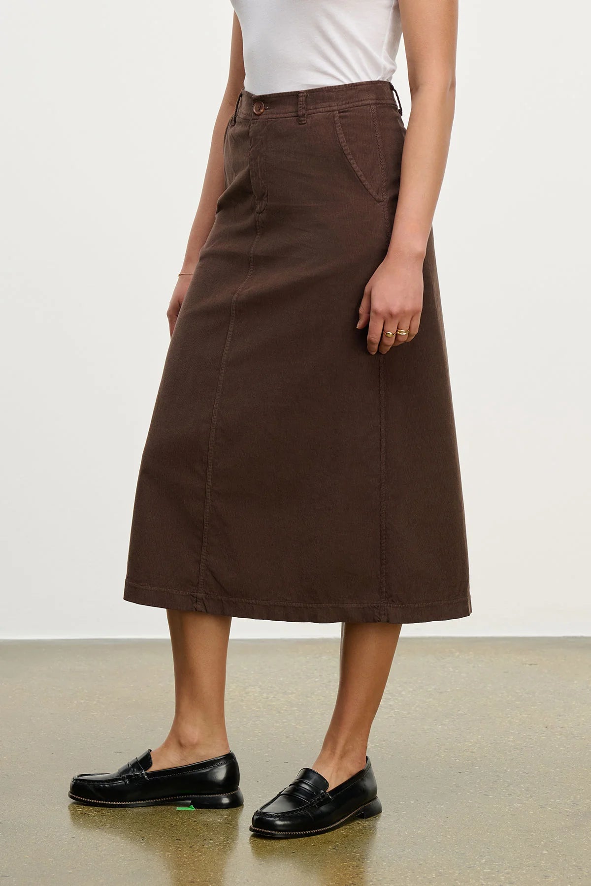 Fia Corduroy Skirt - Bark by Velvet — alternate view