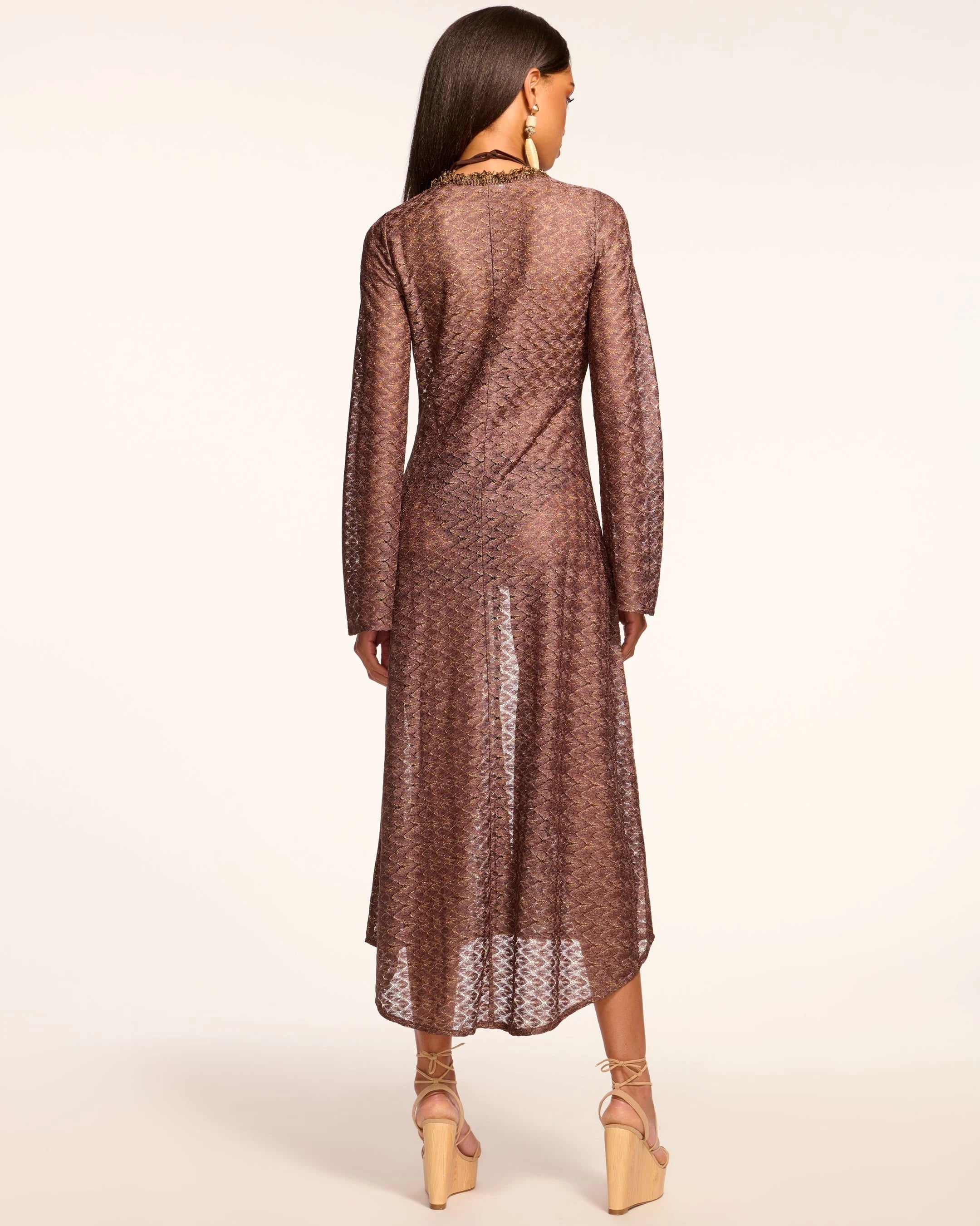 Fatima Zig Zag Coverup Dress - Bronze by Ramy Brook — view 4