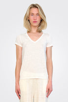 V Neck Tee - Cream by Majestic | 25 South Boutiques