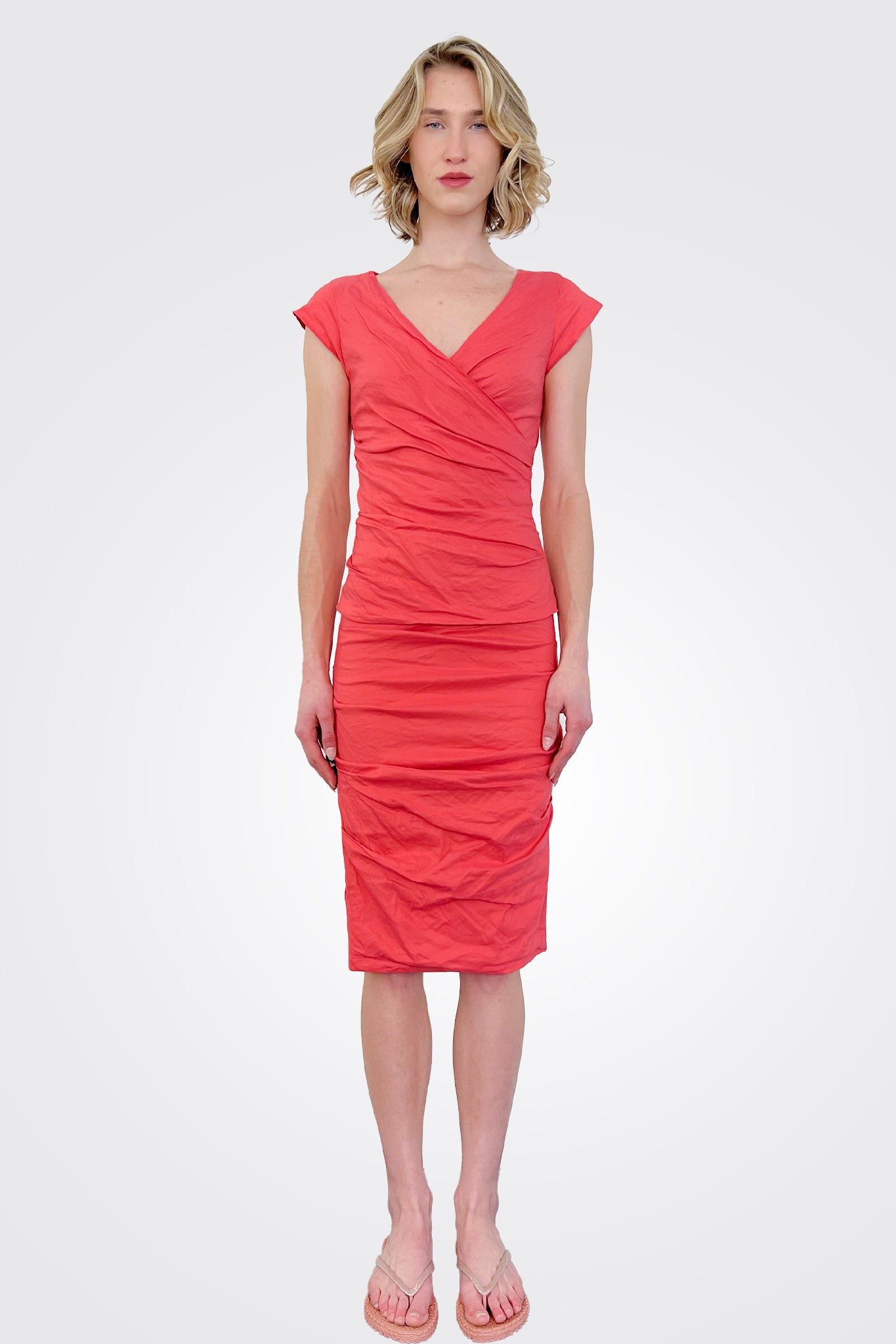 Cotton Metal Sandy Skirt - Coral by Nicole Miller | 25 South Boutiques