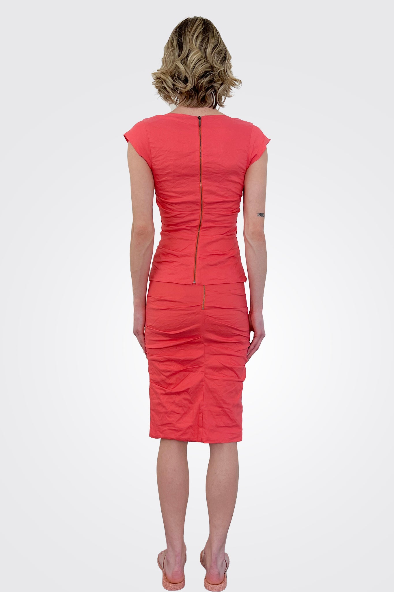 Cotton Metal Sandy Skirt - Coral by Nicole Miller — view 3