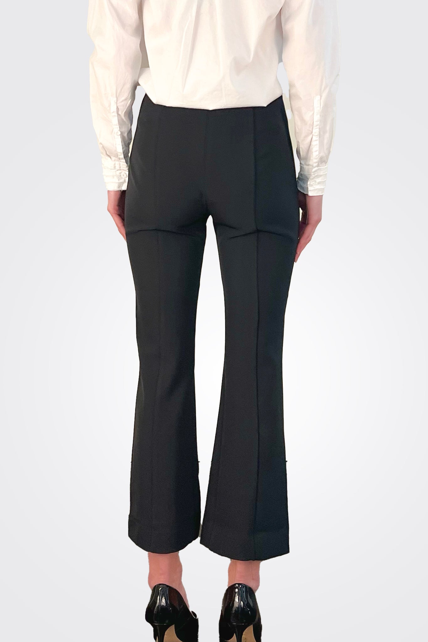 Crop Flare Trousers - Black by MeiMeij — view 3