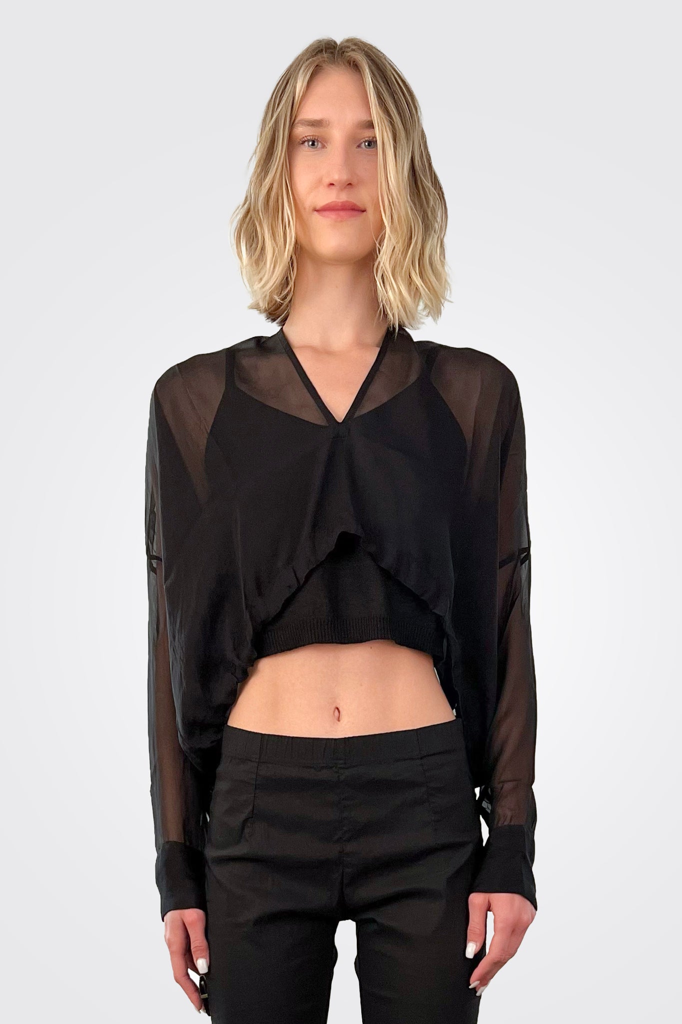 Shrug Sheer Cropped - Black by Masnada | 25 South Boutiques