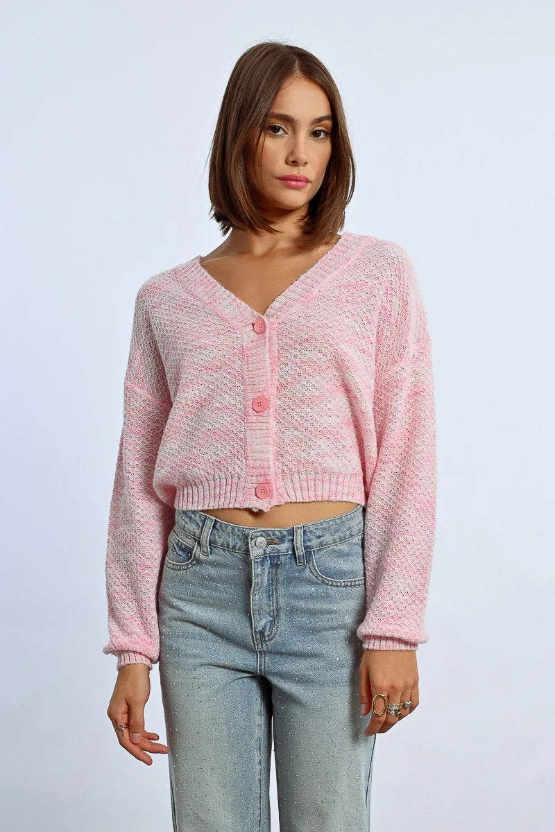 Cropped Knit Cardigan - Light Pink by Molly Bracken | 25 South Boutiques