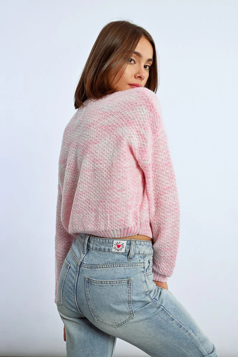 Cropped Knit Cardigan - Light Pink by Molly Bracken — view 4