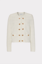 Pointelle Textured Knit Jacket - Ecru by Milly — view 4